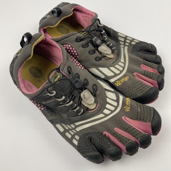 Vibram Fivefingers Toes Shoes Women's EU40 US Womens 9 Black Pink Cord Closure - Picture 1 of 8
